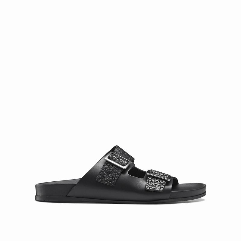 Russell & Bromley Islander Two Buckle Sandals Mens Black [VKQ4756TT]